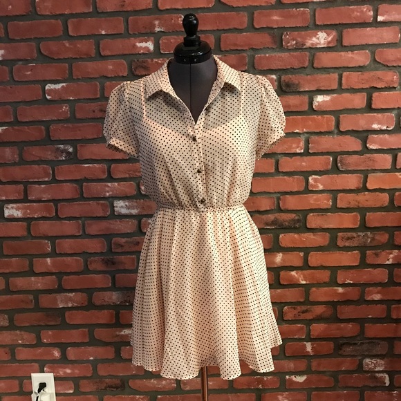 Forever 21 Dresses & Skirts - Blush Pink & Black Polka Dot Dress